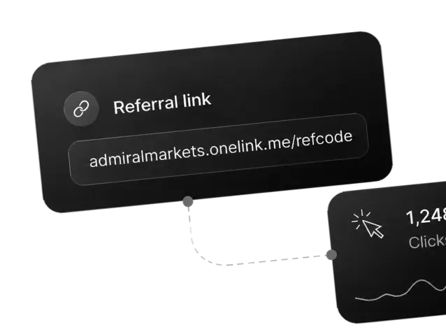 Referral link connected to tracked clicks and sign-ups